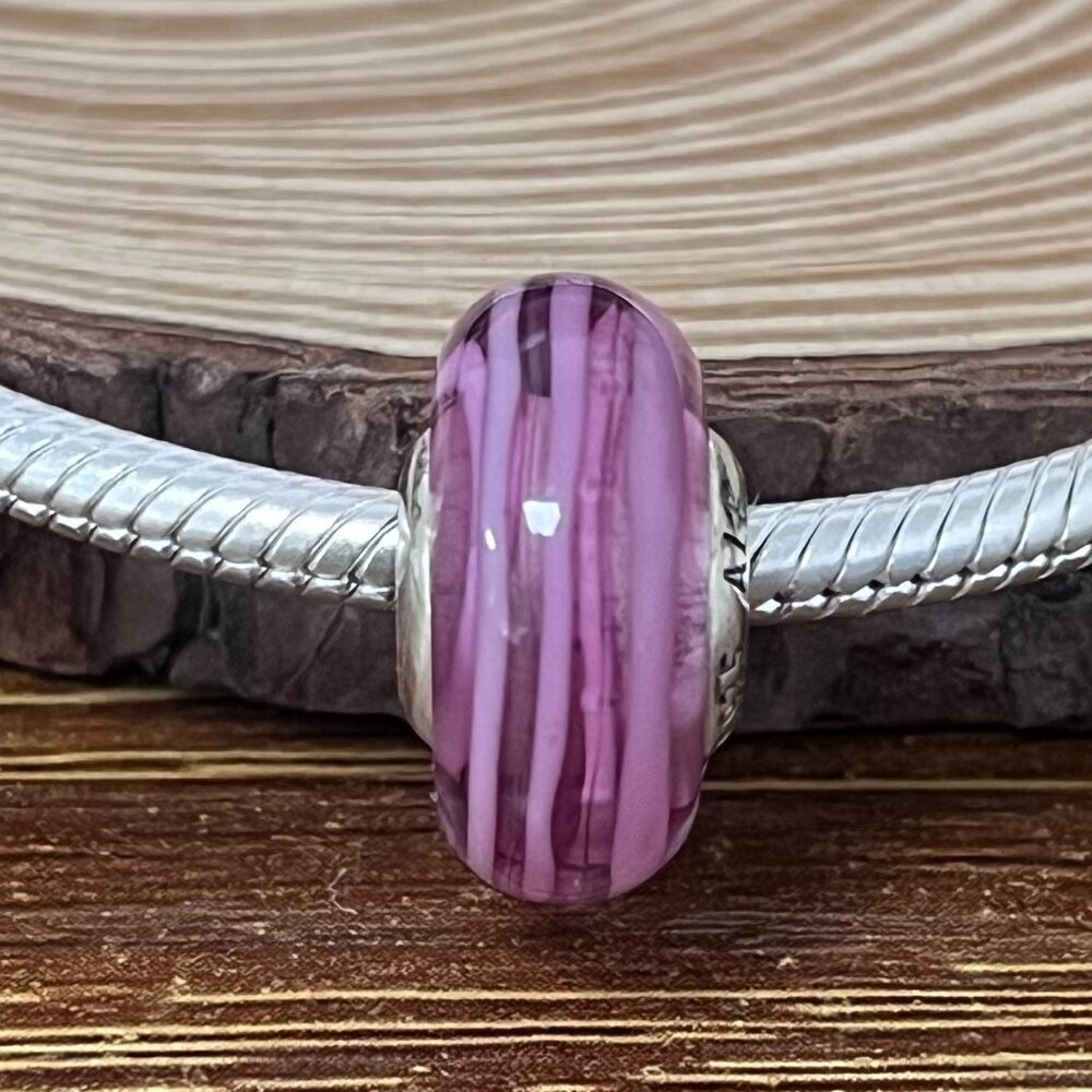 Pandora Pink Ribbon Charm Murano Glass Charm - Picture 1 of 5